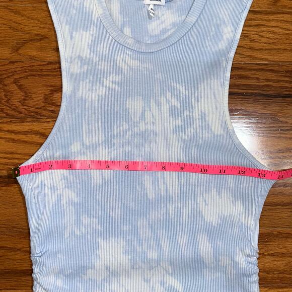 Garage Ria Sky Blue Tie Dye Side Ruched Ribbed Tank Mini Dress Size M - Picture 11 of 14